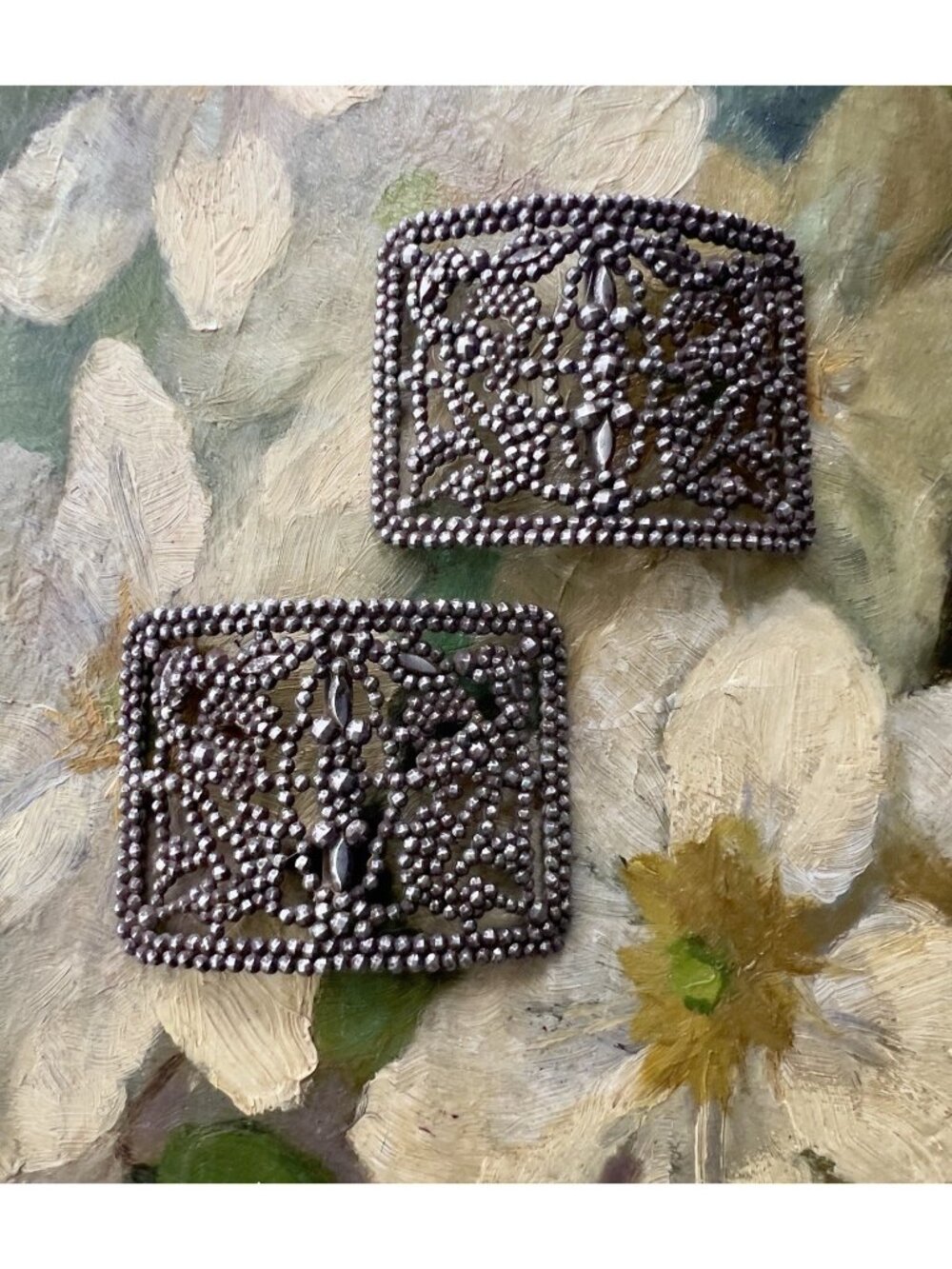 Antique French Cut Steel Shoe Buckles